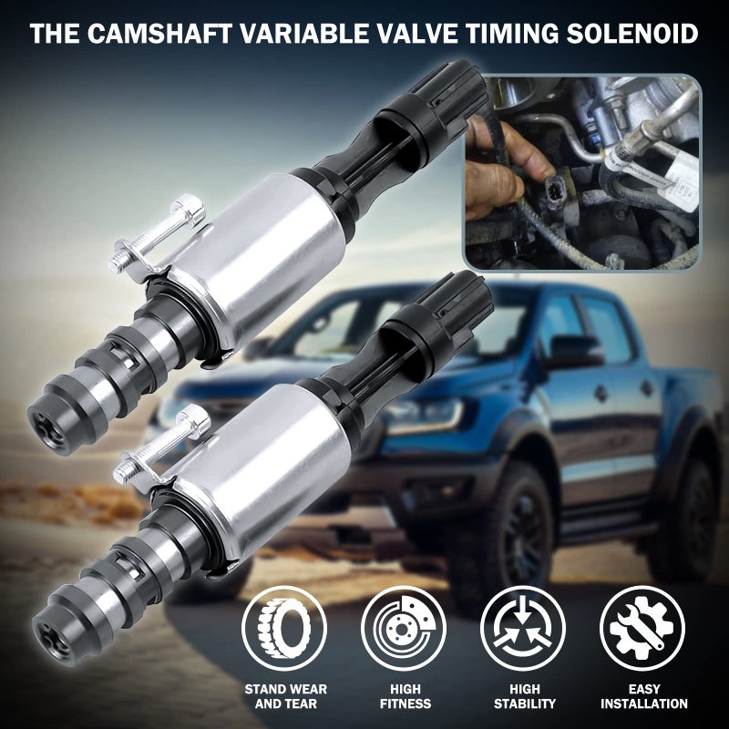 VOBRAMY Dade 2 Set VCT Camshaft Variable Valve Timing Solenoid Set Compatible with Ford 3V 5.4L 4.6L F150 F250 F350 LINCOLN MERCURY (6 PCS) 2 Solenoids + 2 Seals + 2 Screws - Image 2